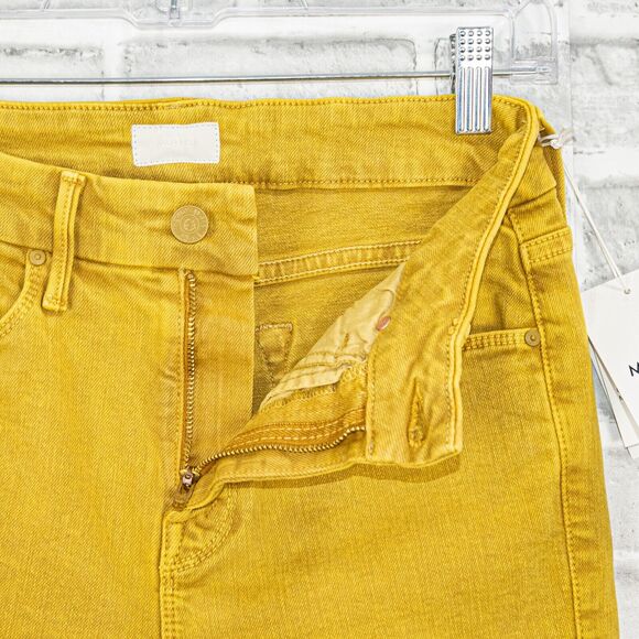 MOTHER Denim The Looker Ankle Snippet Jeans Yellow Mineral NWT Size 25 - Picture 2 of 12